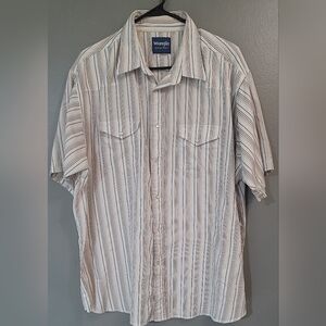 Wrangler Men's‎ Casual Striped Shirt - Cream and Gray